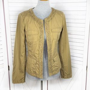 J. Crew Chino Braided Trim Twill Utility Blazer Jacket Tan 4